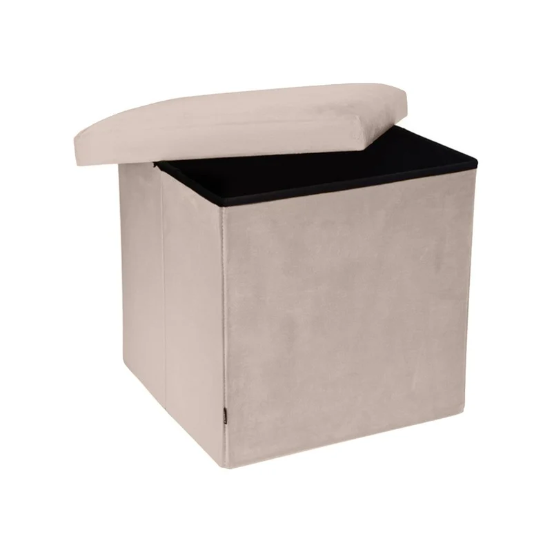 Pouf pliant coffre rangement en velours range tout