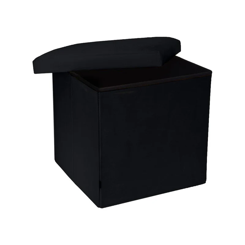 Pouf pliant coffre rangement en velours range tout