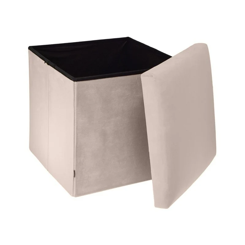 Pouf pliant coffre rangement en velours range tout