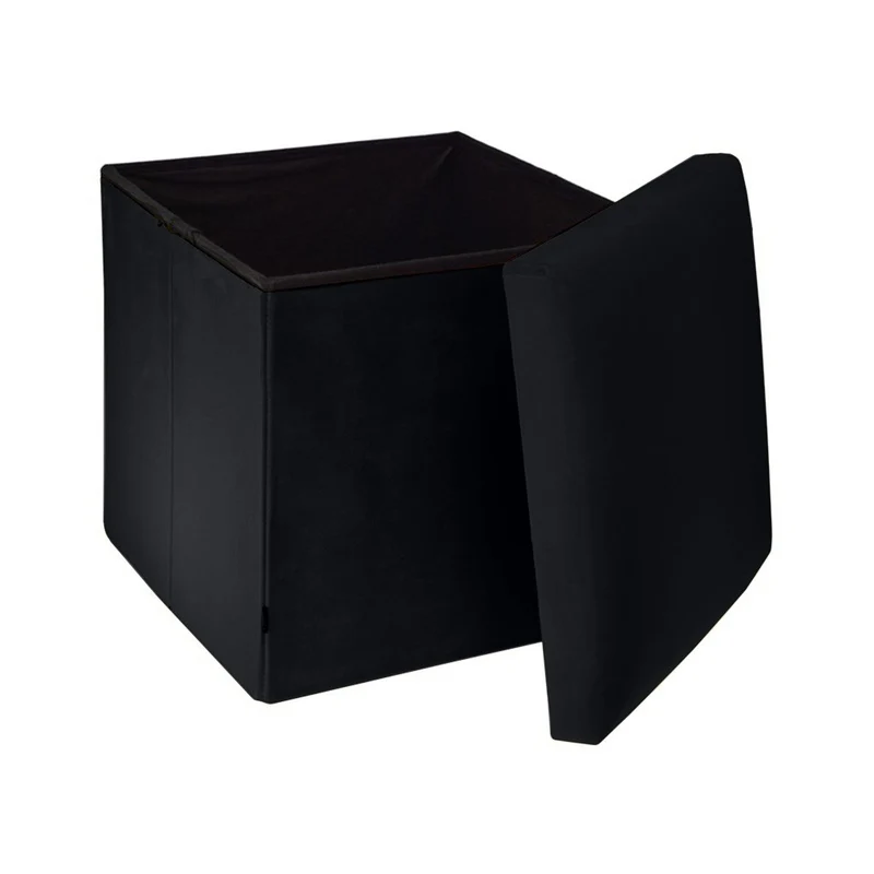 Pouf pliant coffre rangement en velours range tout