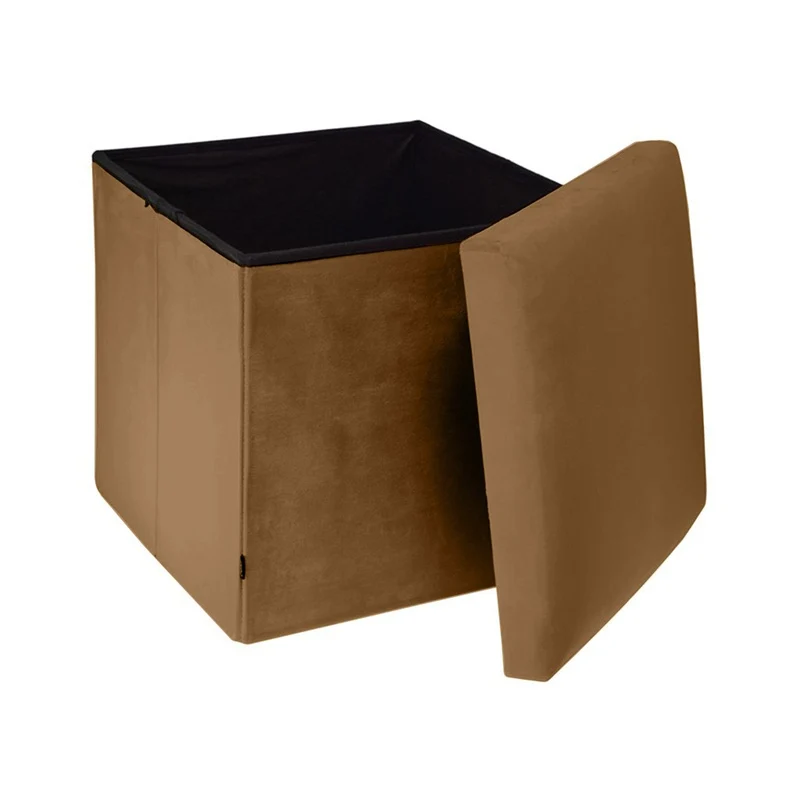 Pouf pliant coffre rangement en velours range tout