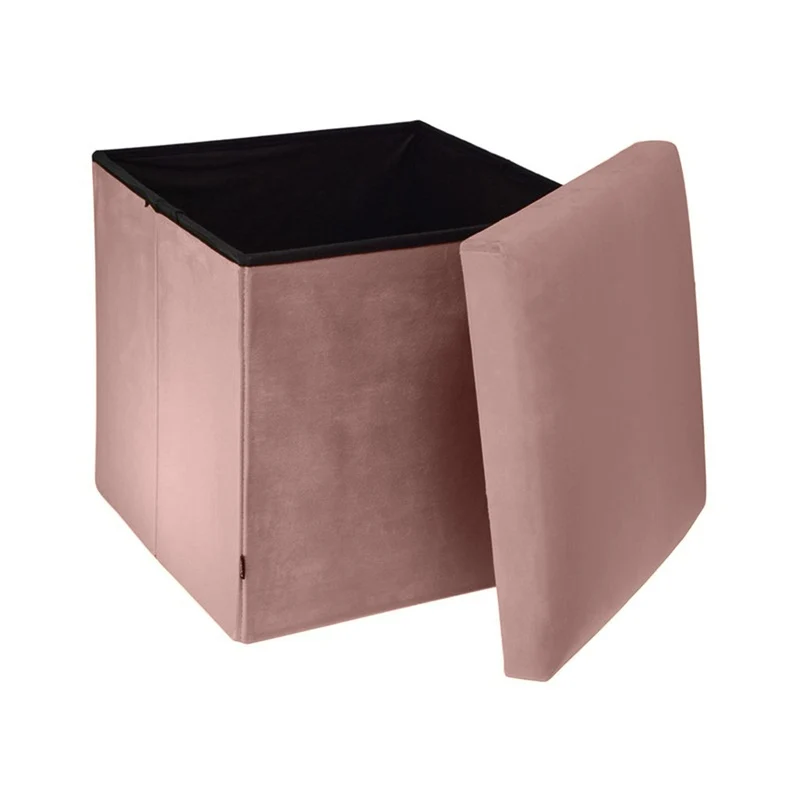 Pouf pliant coffre rangement en velours range tout