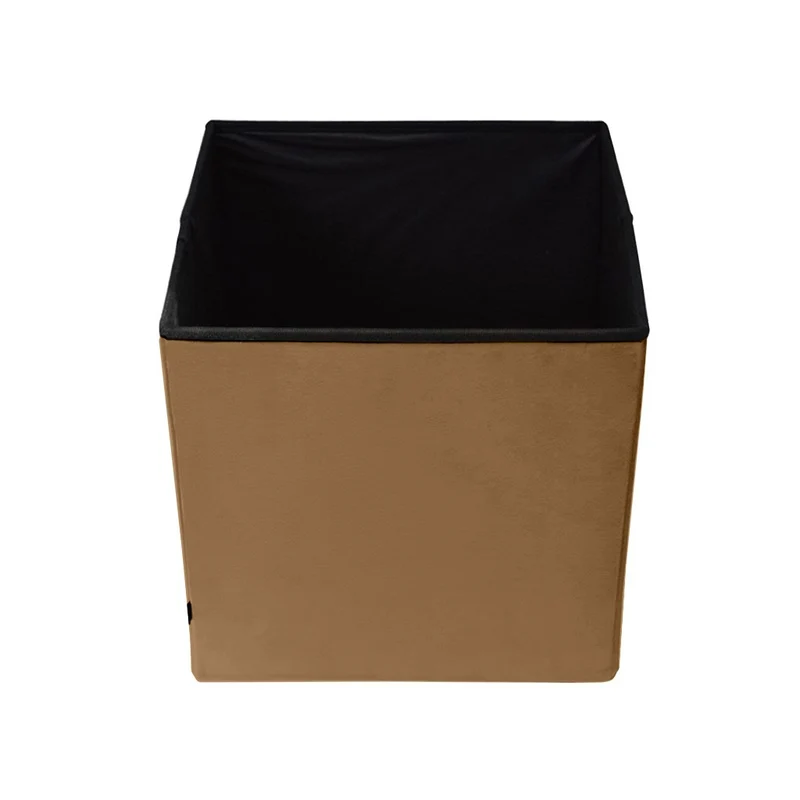 Pouf pliant coffre rangement en velours range tout