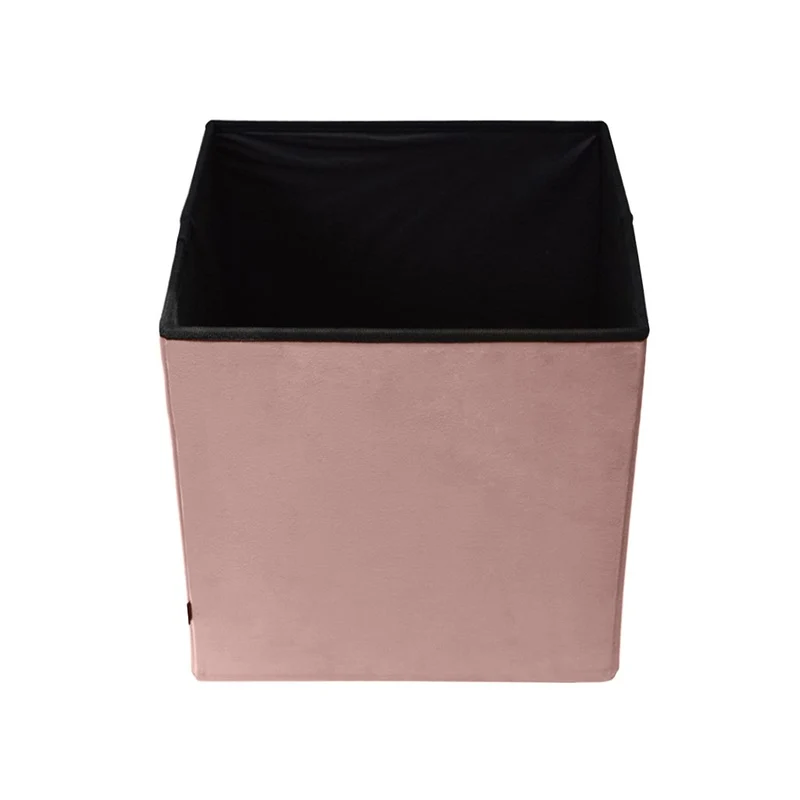Pouf pliant coffre rangement en velours range tout