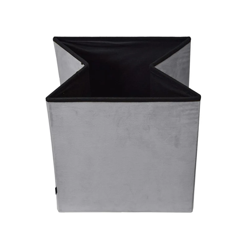Pouf pliant coffre rangement en velours range tout