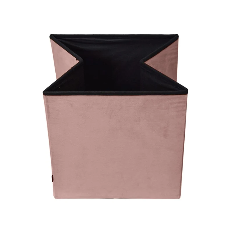 Pouf pliant coffre rangement en velours range tout