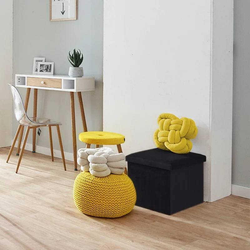 Pouf pliant coffre rangement en velours range tout