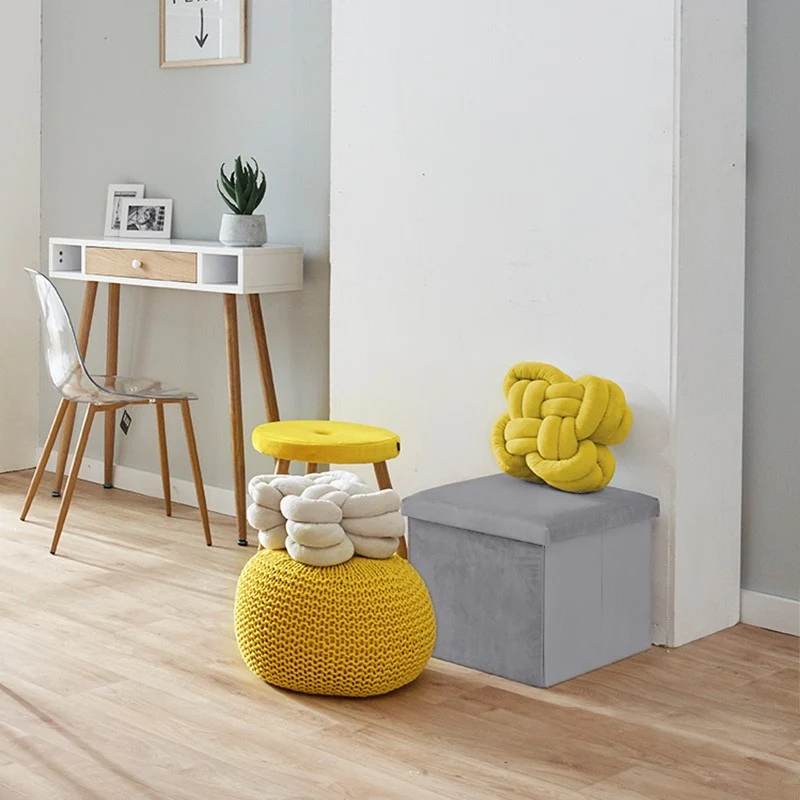 Pouf pliant coffre rangement en velours range tout
