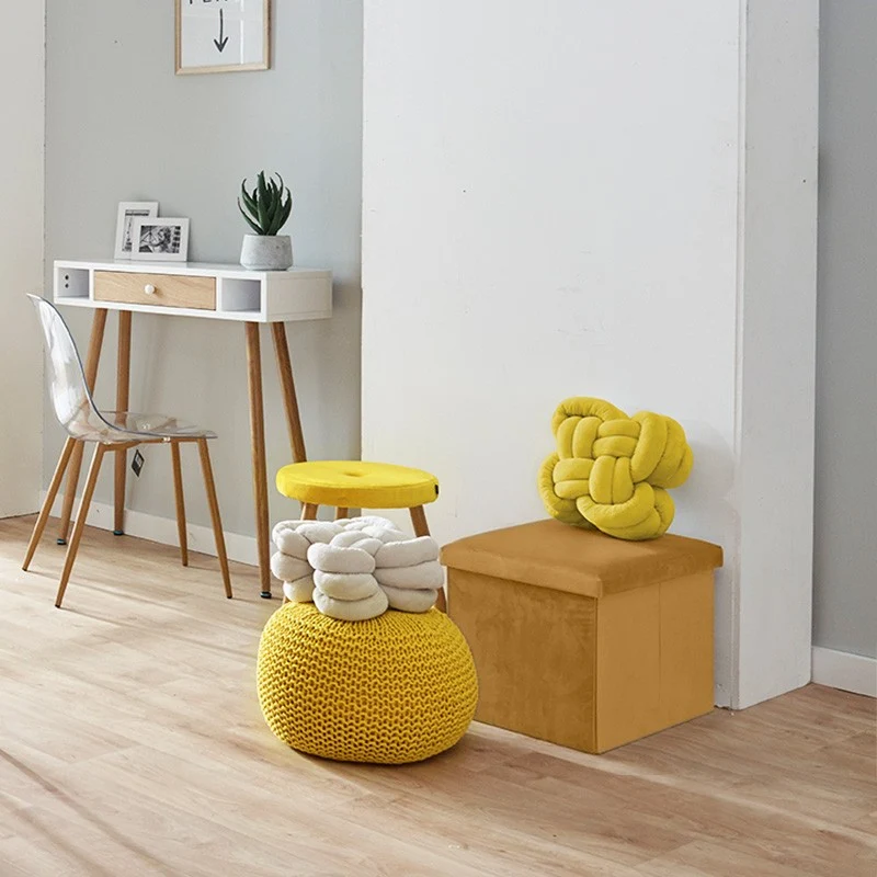 Pouf pliant coffre rangement en velours range tout