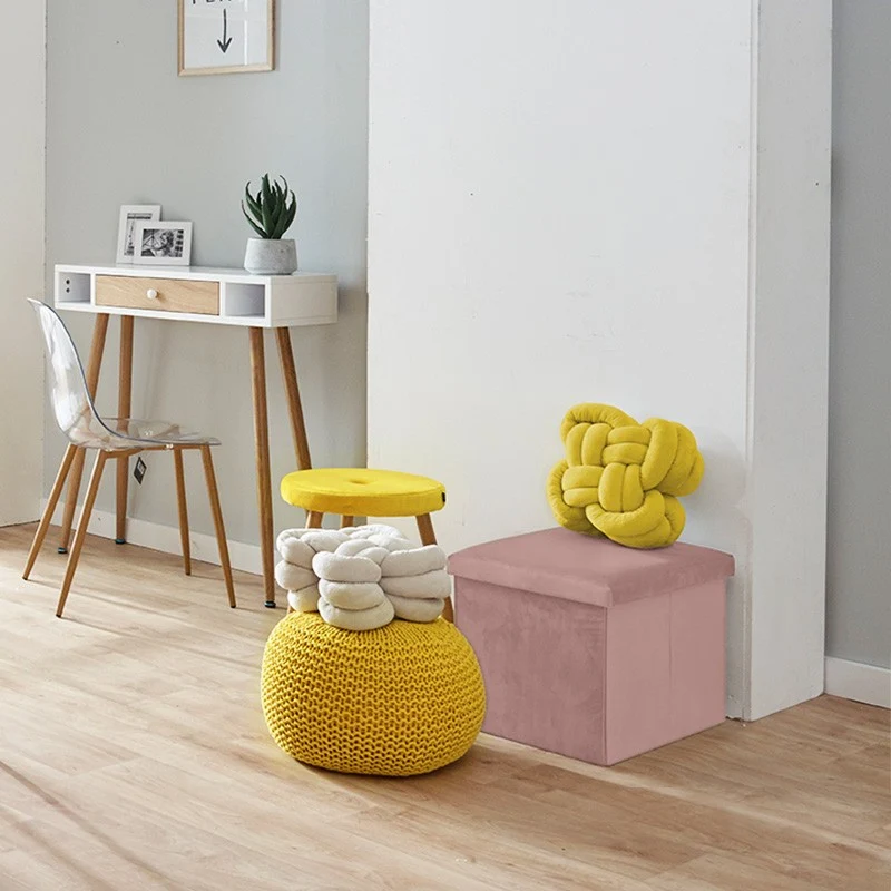 Pouf pliant coffre rangement en velours range tout