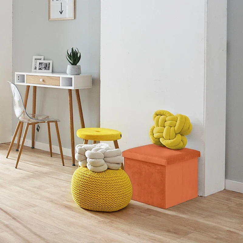 Pouf pliant coffre rangement en velours range tout