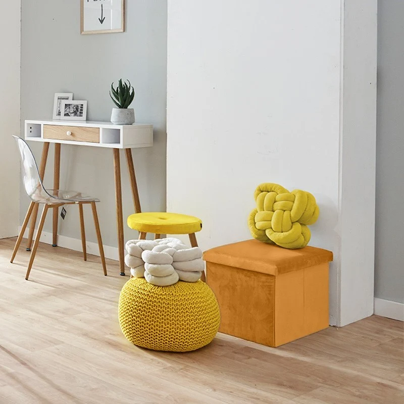 Pouf pliant coffre rangement en velours range tout