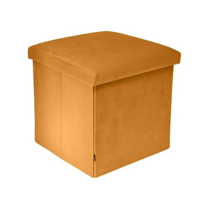 Pouf pliant coffre rangement en velours range tout