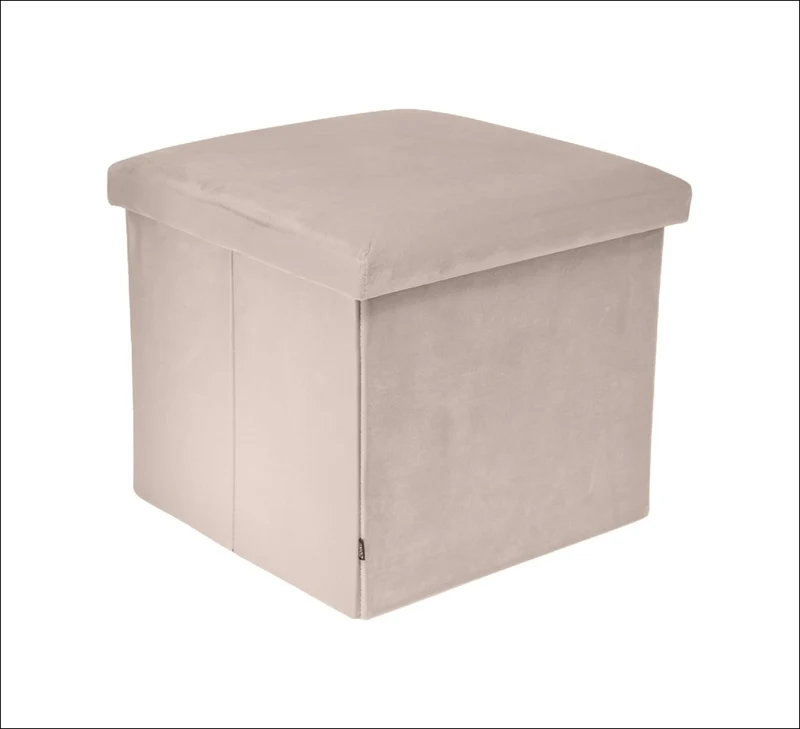 Pouf pliant coffre rangement en velours range tout