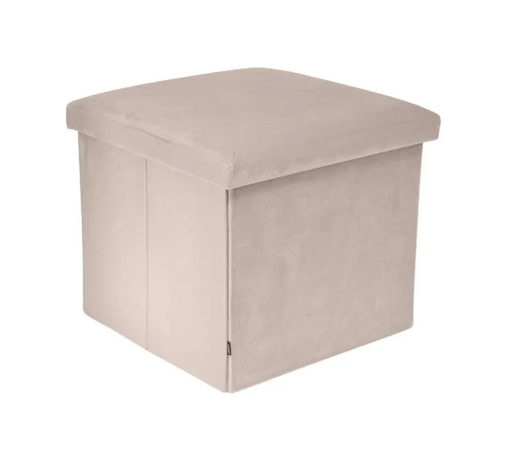 Pouf pliant coffre rangement en velours range tout