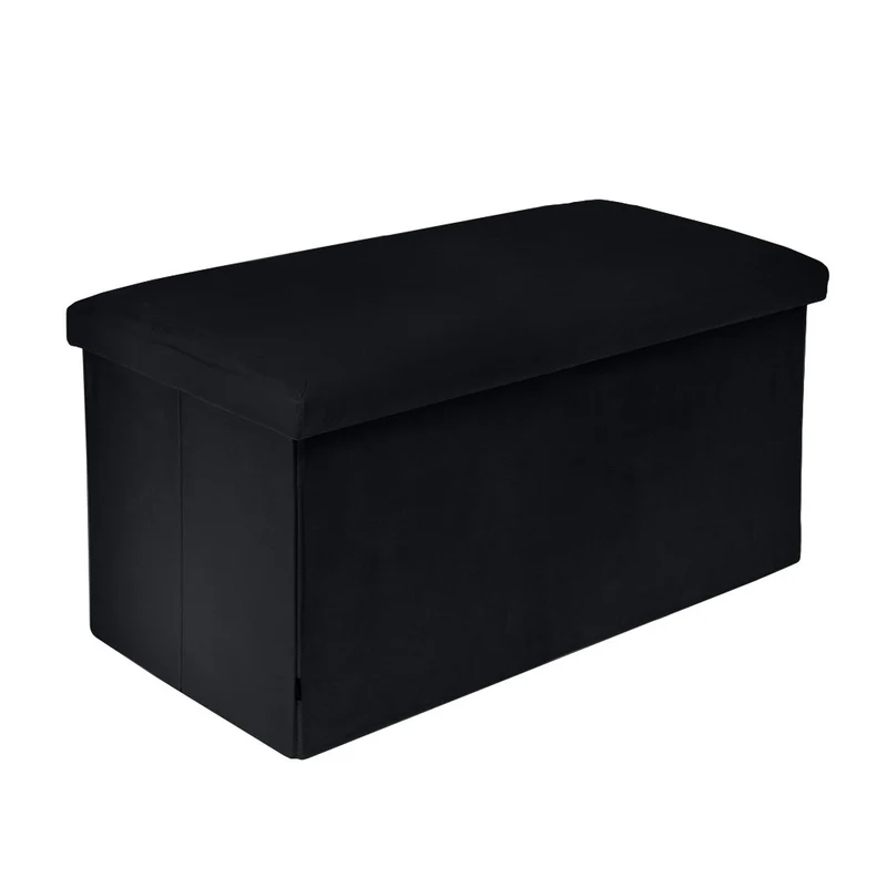 Banc pliant coffre de rangement velours range tout 76x38x38cm