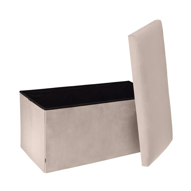 Banc pliant coffre de rangement velours range tout 76x38x38cm