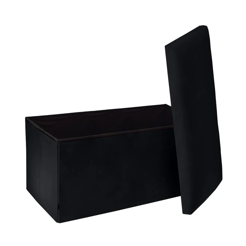 Banc pliant coffre de rangement velours range tout 76x38x38cm