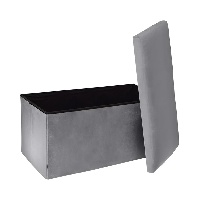 Banc pliant coffre de rangement velours range tout 76x38x38cm