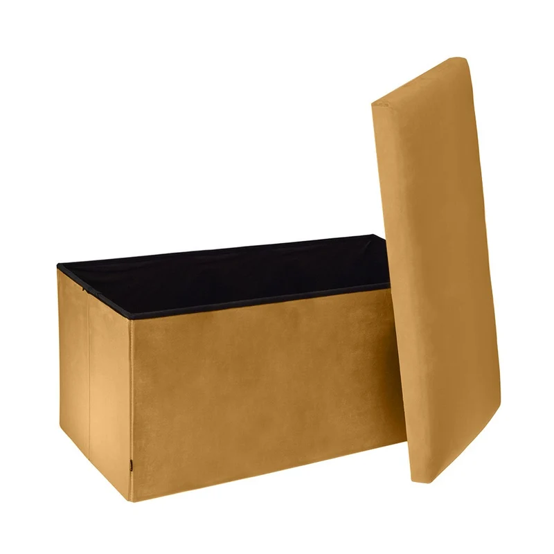 Banc pliant coffre de rangement velours range tout 76x38x38cm
