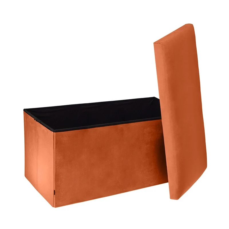 Banc pliant coffre de rangement velours range tout 76x38x38cm