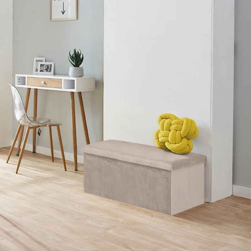 Banc pliant coffre de rangement velours range tout 76x38x38cm