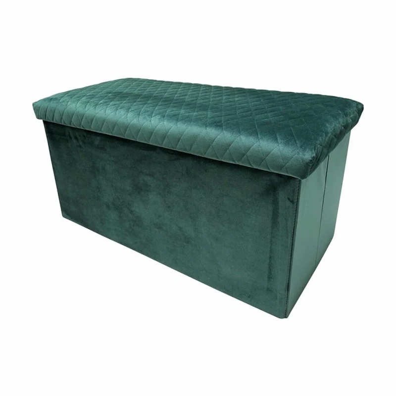 Banc coffre pliant velours avec assise capitonnée