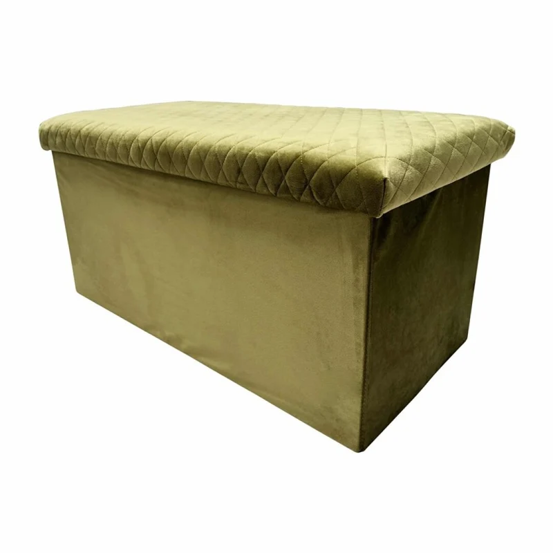 Banc coffre pliant velours avec assise capitonnée