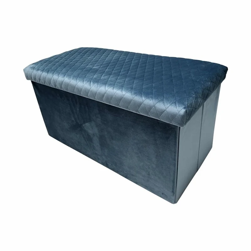 Banc coffre pliant velours avec assise capitonnée