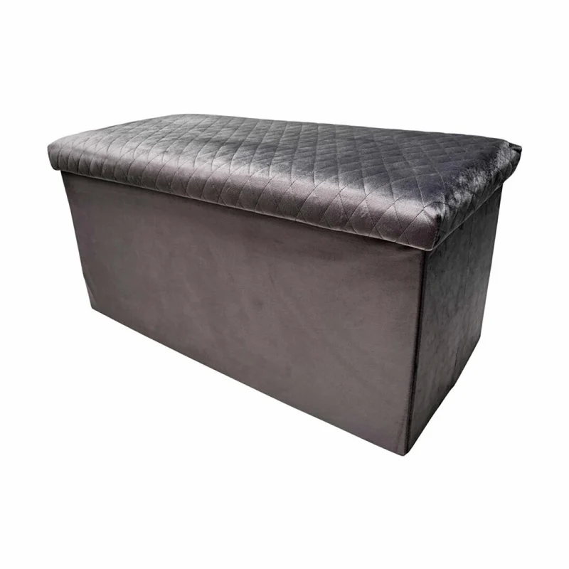 Banc coffre pliant velours avec assise capitonnée