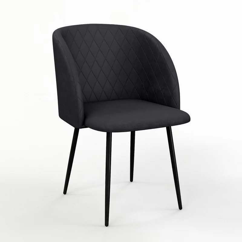 Chaise de salle à manger capitonnée tissu anti-tache-HESTER