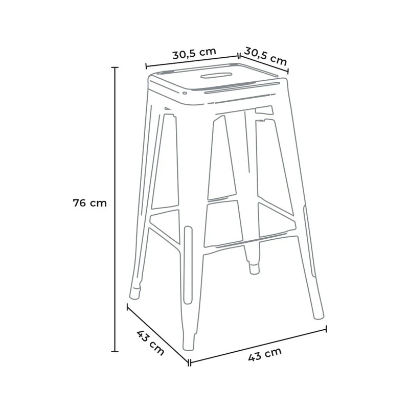 Tabouret bar industriel inspiré tolix H76Cm