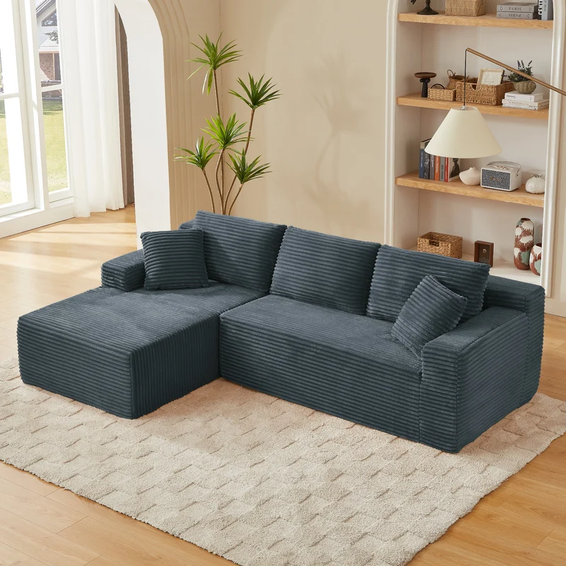 Canapé d'angle modulable 3 places, mousse mémoire, tissu gris foncé MOMENTUMONYX