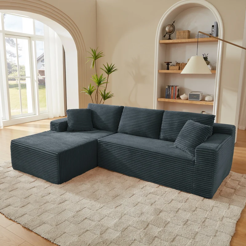 Canapé d'angle modulable 3 places, mousse mémoire, tissu gris foncé MOMENTUMONYX