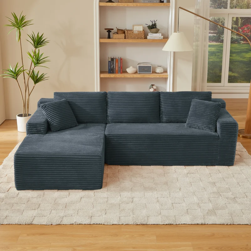 Canapé d'angle modulable 3 places, mousse mémoire, tissu gris foncé MOMENTUMONYX