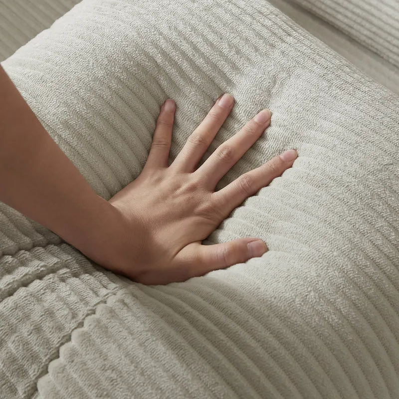 Canapé 3 places modulable convertible sans armature, velours beige, style tatami 195x89x59cm NEXUSLOTH
