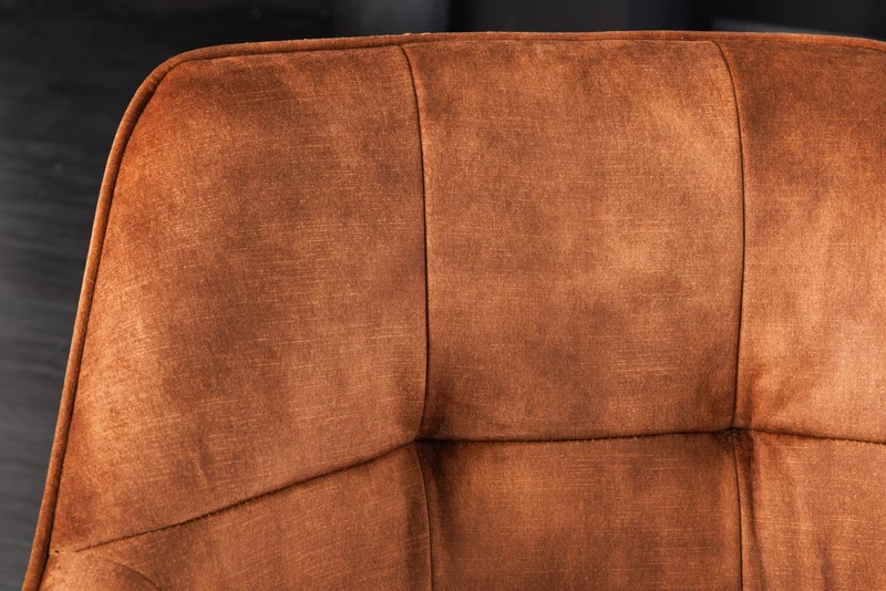 Lot de 2x chaises design LOFT en velours marron rouille pivotante structure en métal noir avec accoudoirs