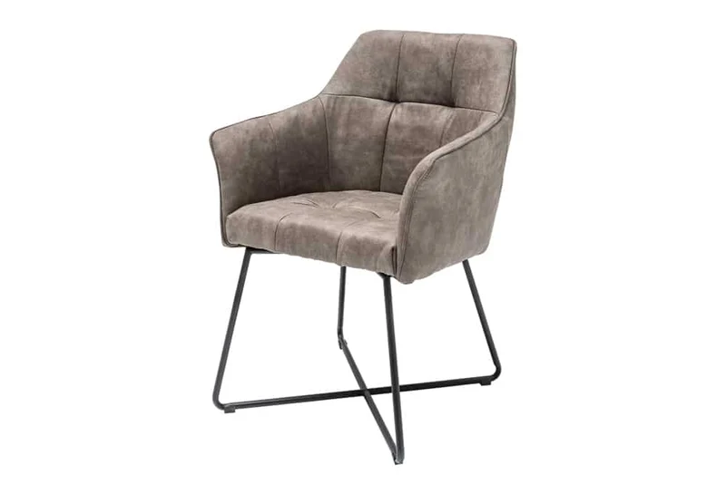 Lot de 2x chaises design exclusive LOFT microfibre vintage taupe avec accoudoir