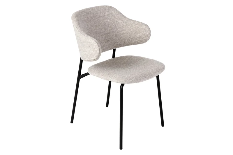Lot de 2x chaises design VOGUE grège Bouclé pieds métal noir