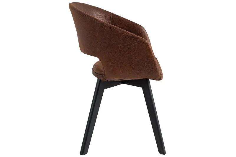 Lot de 2x chaises design NORDIC STAR marron antique microfibre bois massif tapissée noire avec accoudoirs