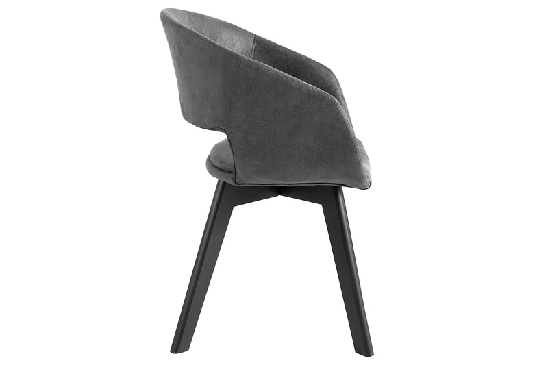 Lot de 2x chaises design NORDIC STAR tissu texturé gris bois massif avec accoudoirs rembourrés