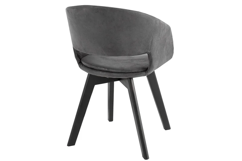 Lot de 2x chaises design NORDIC STAR tissu texturé gris bois massif avec accoudoirs rembourrés