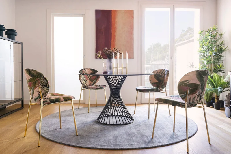 Table Vortex ronde | Table design en verre ou céramique avec piètement central