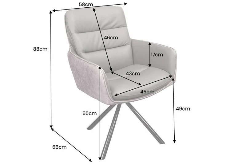Chaise design rotative BIG GEORGE en cuir véritable cognac microfibre avec accoudoirs Rétro