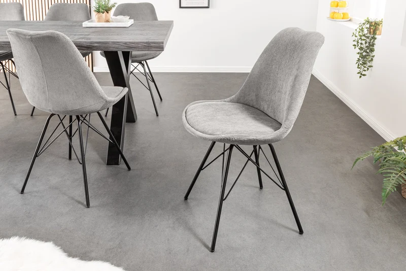 Lot de 2x chaises rétro SCANDINAVIA MEISTERSTÜCK gris