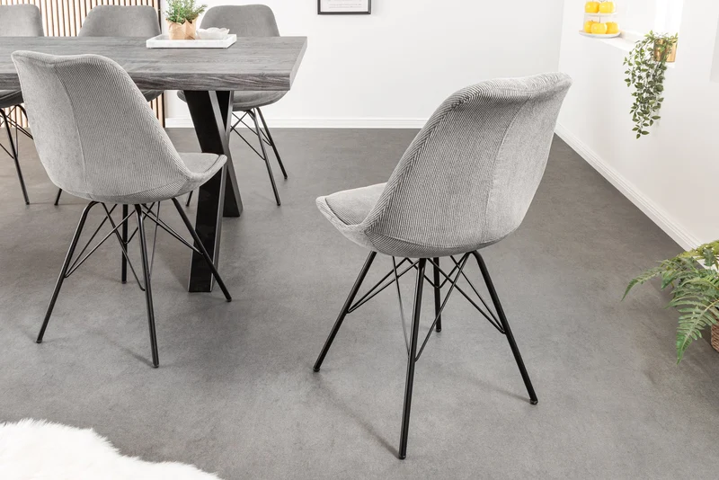 Lot de 2x chaises rétro SCANDINAVIA MEISTERSTÜCK gris