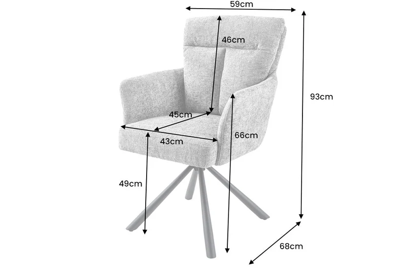 Lot de 2x chaises pivotante BIG GEORGE en tissu texturé jaune moutarde avec accoudoirs en métal noir
