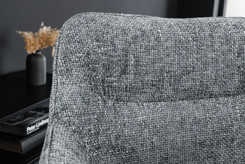 Lot de 2x chaises pivotante VERONA en tissu structuré gris avec accoudoirs et pieds en métal noir