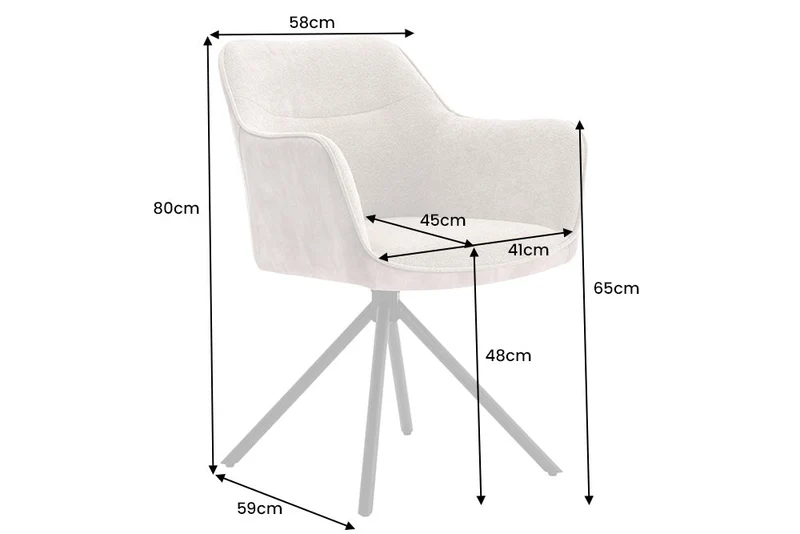 Lot de 2x chaises pivotante VERONA en tissu structuré gris avec accoudoirs et pieds en métal noir
