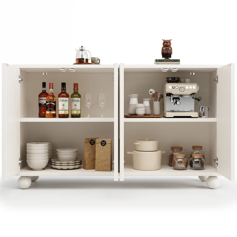 Buffet moderne blanc motif U 120x35x71cm ALIGNLNE